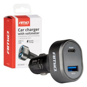 Hurtig biloplader med spændings-LED-display 3.0 PD30W AMIO-04178