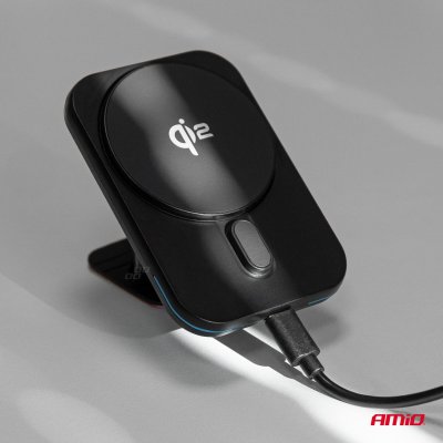 Hurtig magnetisk trådløs ventil-dashboard biloplader Qi2 15W AMIO-04180