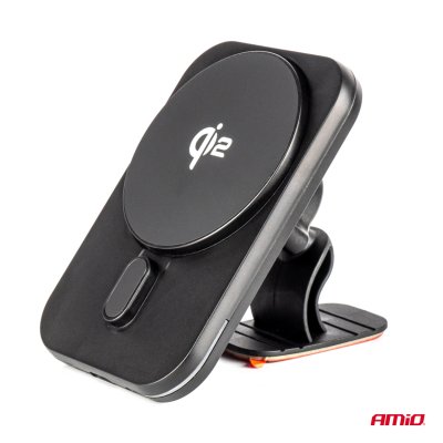 Hurtig magnetisk trådløs vindues-dashboard biloplader Qi2 15W AMIO-04181