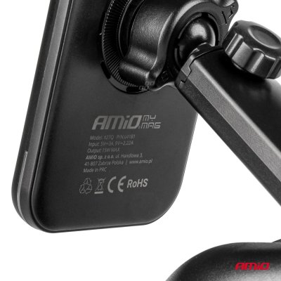 Hurtig magnetisk trådløs vindues-dashboard biloplader Qi2 15W AMIO-04181