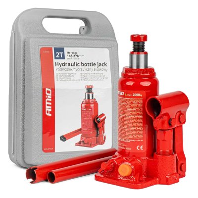 Flaske hydraulisk donkraft 2T PVC kasse AMIO-04182