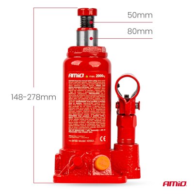 Flaske hydraulisk donkraft 2T PVC kasse AMIO-04182