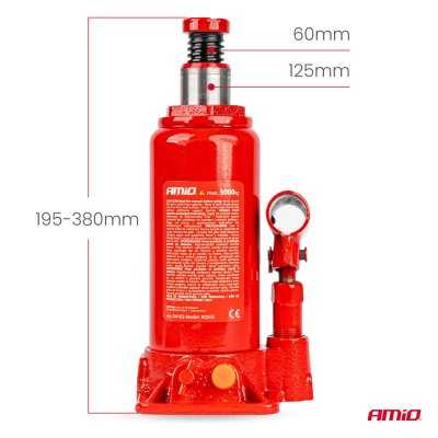 Flaske hydraulisk domkraft 5T PVC kasse AMIO-04183
