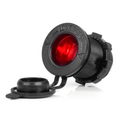 Vandtæt bil cigaret lighter stik med RØD LED bagbelysning 12/24V AMIO-04219