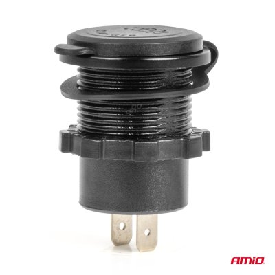 Vandtæt telefonoplader med switch RØD LED indikator Digital voltmeter USB + USB C QC3.0 12/24V AMIO-04222