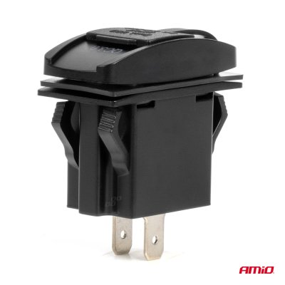 Bådformet vandtæt telefonoplader med RØD LED-baggrundsbelysning USB + USB C QC3.0 12/24V AMIO-04229