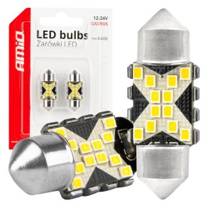 LED CANBUS pærer 12SMD Festoon C5W 2016 31mm Hvid 12/24V AMIO-04235