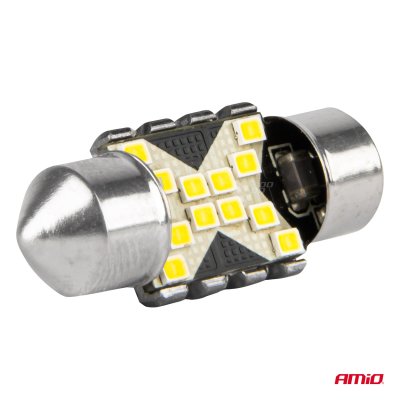 LED CANBUS pærer 12SMD Festoon C5W 2016 31mm Hvid 12/24V AMIO-04235