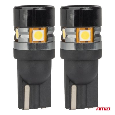 LED pærer CANBUS T10 W5W 5SMD 3030 Hvid 12V 24V AMIO-04239