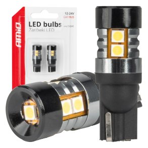 LED pærer CANBUS T10 W5W 9 SMD 3030 Hvid 12V 24V AMIO-04241