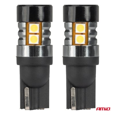 LED pærer CANBUS T10 W5W 9 SMD 3030 Hvid 12V 24V AMIO-04241
