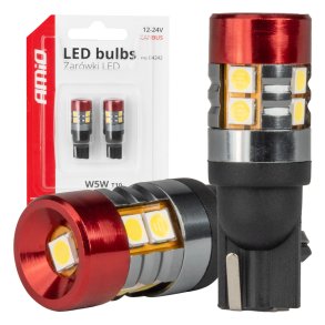 LED pærer CANBUS T10 W5W 9 SMD 3030 Hvid 12V 24V AMIO-04242