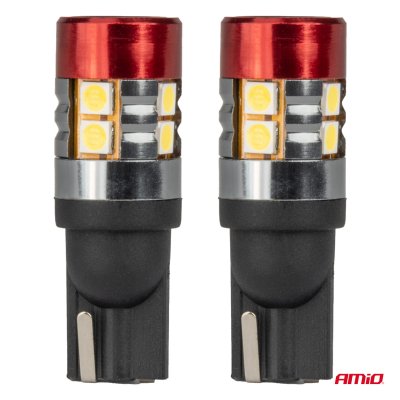 LED pærer CANBUS T10 W5W 9 SMD 3030 Hvid 12V 24V AMIO-04242