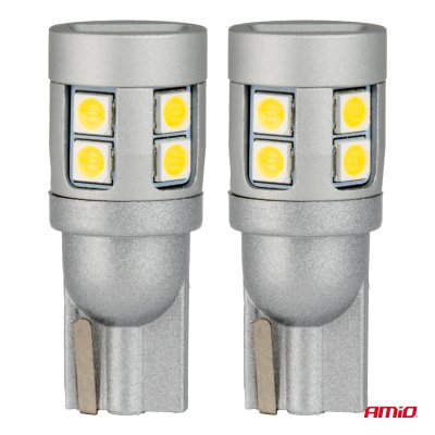 LED pærer CANBUS T10 W5W 12 SMD 3030 Hvid 12V 24V AMIO-04243