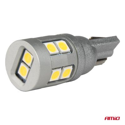LED pærer CANBUS T10 W5W 12 SMD 3030 Hvid 12V 24V AMIO-04243