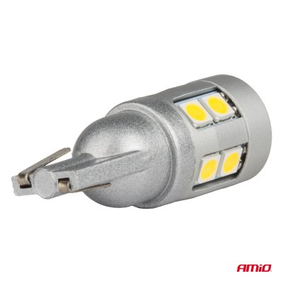 LED pærer CANBUS T10 W5W 12 SMD 3030 Hvid 12V 24V AMIO-04243