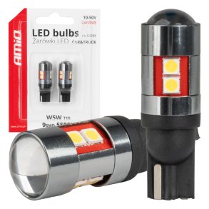 LED pærer CANBUS T10 W5W 9 SMD 3030 Hvid 12V 24V 36V 48V AMIO-04244