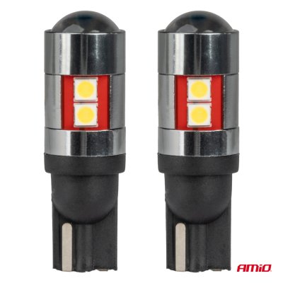 LED pærer CANBUS T10 W5W 9 SMD 3030 Hvid 12V 24V 36V 48V AMIO-04244