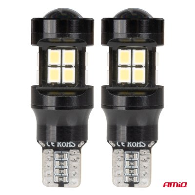 LED pærer CANBUS T15 W16W 15SMD 2835 Hvid 12V 24V AMIO-04245