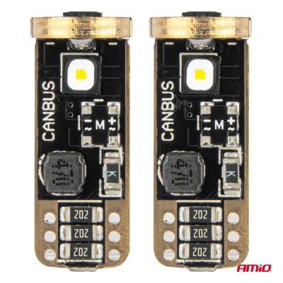 LED CANBUS pærer T10 W5W 3SMD 3838 Hvid 12V/24V AMIO-04246