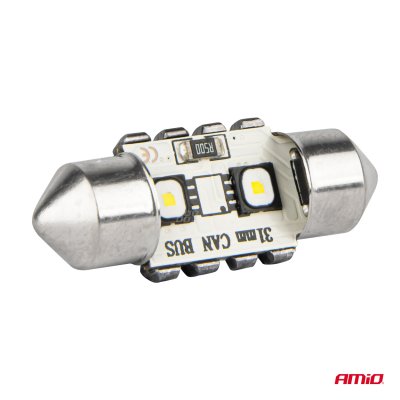 LED CANBUS pærer 12SMD Festoon C5W 3838 31mm Hvid 12/24V AMIO-04247