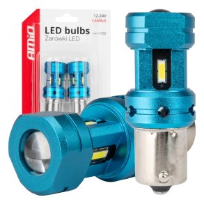 CANBUS LED-pærer 1156 BA15S P21W R10W R5W 4SMD 1860 Hvid 12V 24V AMIO-04252