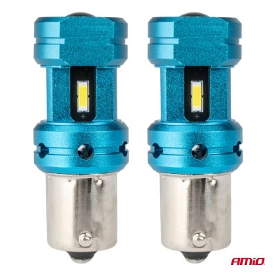 CANBUS LED-pærer 1156 BA15S P21W R10W R5W 4SMD 1860 Hvid 12V 24V AMIO-04252