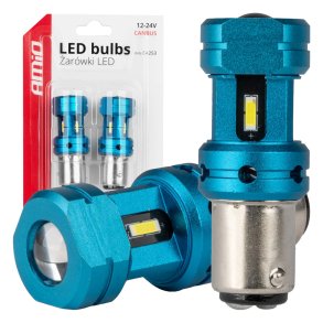 LED CANBUS pærer 1157 BAY15D P21/5W 4SMD 1860 Hvid 12V 24V AMIO-04253