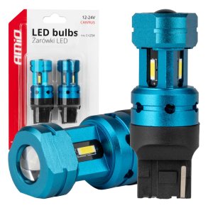LED-pærer CANBUS T20 7440 W21W 4SMD 1860 Hvid 12V 24V AMIO-04254