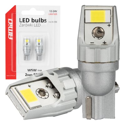 LED pærer CANBUS T10 W5W 2SMD 3570 Hvid 12V 24V AMIO-04256