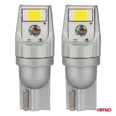 LED pærer CANBUS T10 W5W 2SMD 3570 Hvid 12V 24V AMIO-04256