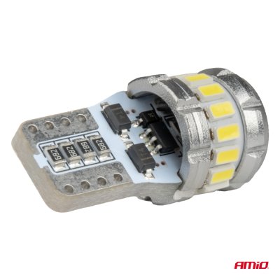 LED pærer CANBUS T10 W5W 16SMD 2SMD 3014 3030 Hvid 12V 24V AMIO-04260
