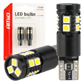 LED CANBUS pærer T10 W5W 13SMD 3030 Hvid 12V/24V AMIO-04259