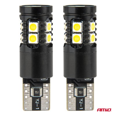 LED CANBUS pærer T10 W5W 13SMD 3030 Hvid 12V/24V AMIO-04259