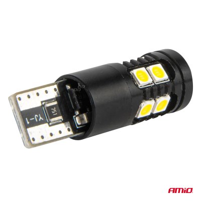 LED CANBUS pærer T10 W5W 13SMD 3030 Hvid 12V/24V AMIO-04259