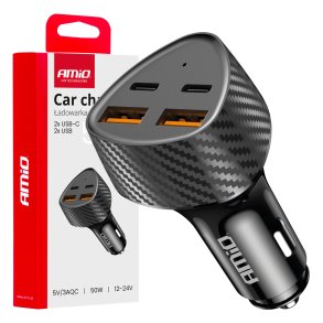Biloplader 50W 2xUSB-A + 2xUSB-C AMIO-04284