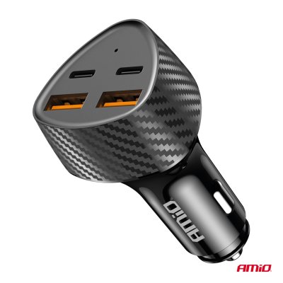 Biloplader 50W 2xUSB-A + 2xUSB-C AMIO-04284