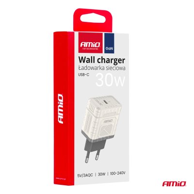 Vægoplader Quick Charge GaN PD 30W USB-C AMIO-04285
