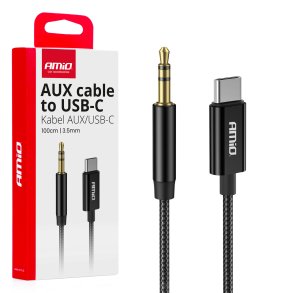 Kabel USB-C TIL TYPE AUX Mini Jack 3.5mm 1m AMIO-04294