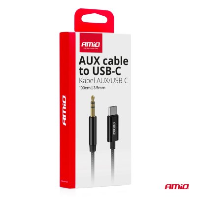 Kabel USB-C TIL TYPE AUX Mini Jack 3.5mm 1m AMIO-04294