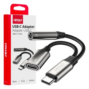 USB-C TIL TYPE USB-C + Mini Jack 3.5mm Hun Adapter 10cm AMIO-04295