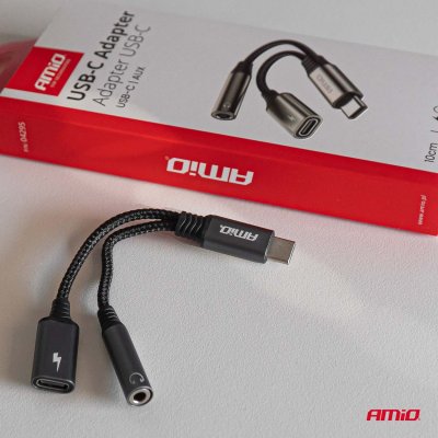 USB-C TIL TYPE USB-C + Mini Jack 3.5mm Hun Adapter 10cm AMIO-04295