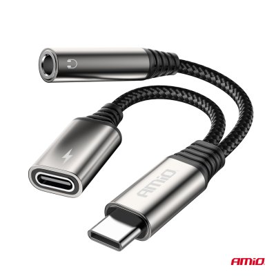 USB-C TIL TYPE USB-C + Mini Jack 3.5mm Hun Adapter 10cm AMIO-04295