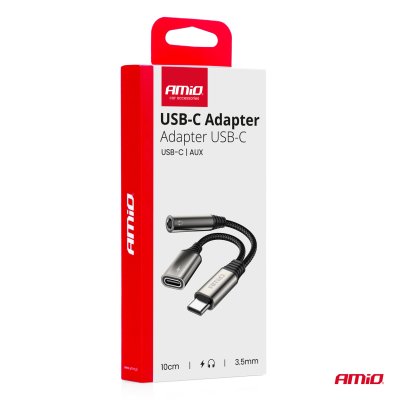 USB-C TIL TYPE USB-C + Mini Jack 3.5mm Hun Adapter 10cm AMIO-04295
