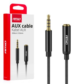 Forlængerledning AUX Mini Jack 3.5mm han til 3.5mm hun 2m AMIO-04296