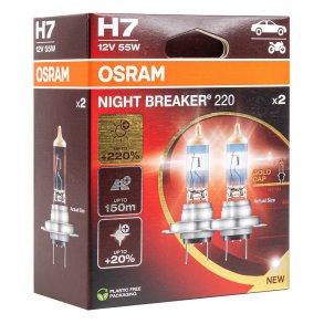 Halogenpære Osram H7 12V 55W PX26d NIGHT BREAKER 200 /2 stk