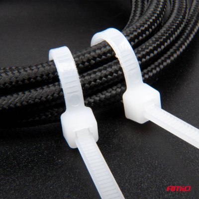 Hvide kabelbindere 2.5×150mm 100 stk. AMIO-04306