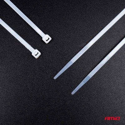 Hvide kabelbinder 4.8×200mm 100 stk. AMIO-04310