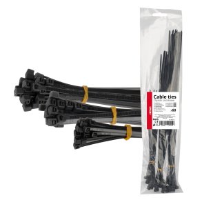Plastik kabelstrips sorte lange sæt 60 stk. AMIO-04315