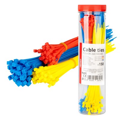 Multifarvede plastik kabelbånd sæt af 150 stk. AMIO-04316